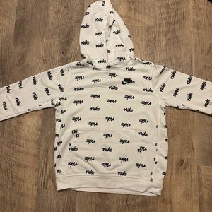 Nike White Hoodie with Black Logo Print